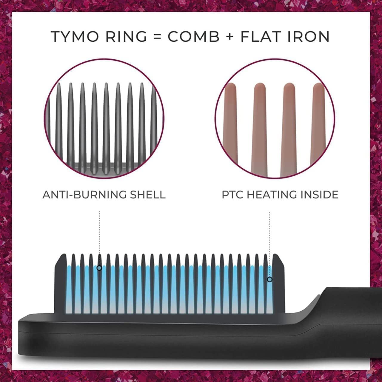 Votvy Hair Straightener Brush Comb for Women, Hair Styler Brush Straightening Iron, Straightener Machine PTC Heating Electric Comb Hair Straightening with 5 Temperature (Multicolored)