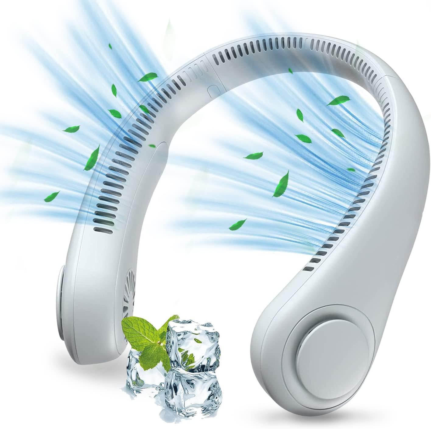 Votvy  Portable Electric Rechargeable Neck Fan USB Charging Battery Bladeless Neck Fan Smart Mini Hand Free 3 High Speed Fan Low Noise 360° Cooling NECK FAN