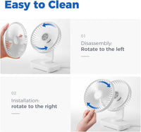 Votvy 3600mAh Rechargeable Desk Fan (90° Rotate), Portable Table Fan,USB Fan, USB Battery,4 Speed for Home Office Travel-The battery life is 8 hours with the maximum wind speed