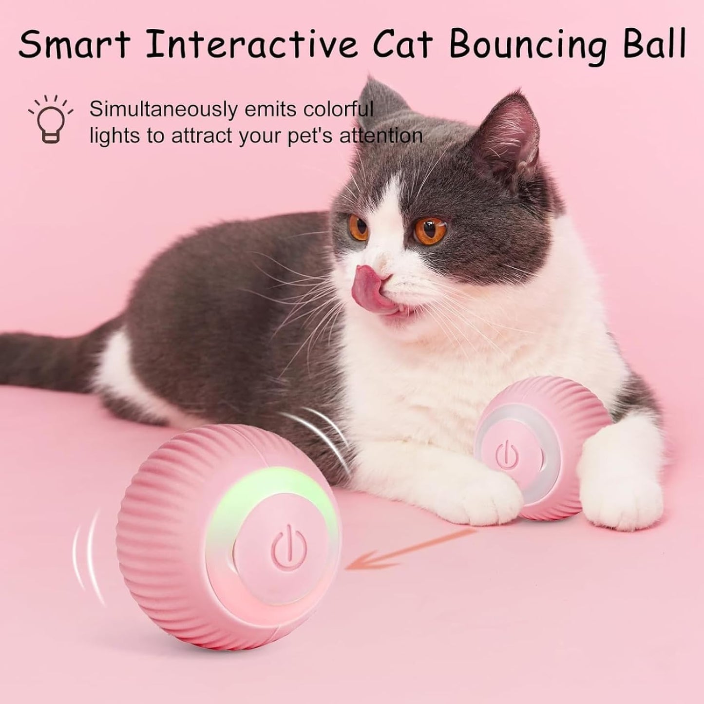 Votvy Smart LED 360° Rotating Cat & Dog Pet Toy Ball | Rechargeable, Interactive Pet Chaser with LED, Automatic Obstacle Avoidance, Ideal for Stimulating Indoor Cats (Blue)