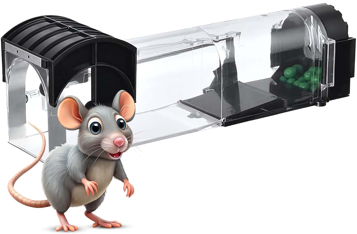 Votvy Rat Trap Cage for House Garden Patio, 32 cm Humane Mouse Trap Enlarged No Kill Reusable Catch and Release Smart Rat Catcher Trap for Home, Rodent Trap for Mice, Pets, Rodents