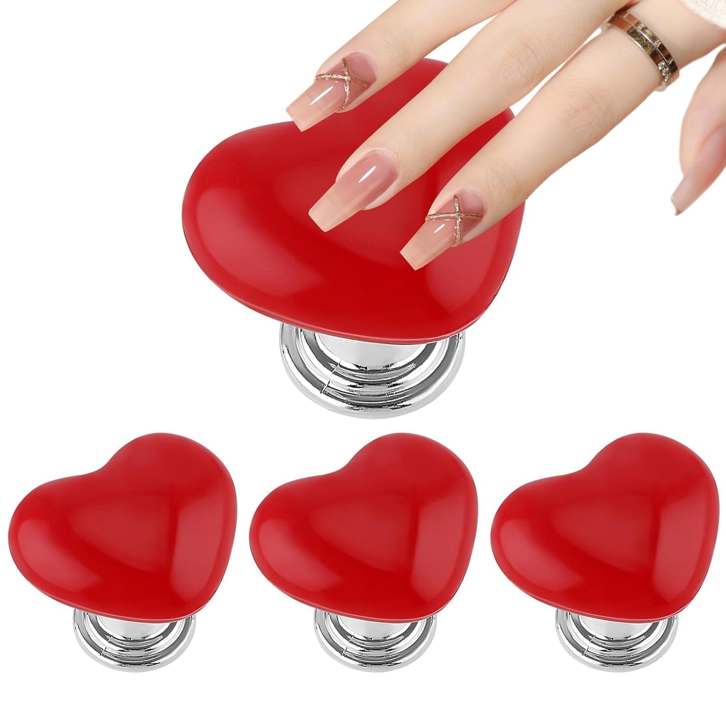 Votvy  4 Pcs Toilet Tank Button, Love Heart Shaped Toilet Push Button, Toilet Tank Press Button For Toilet Cover Lifter Handle Flush, Portable Toilet Tank Lid for Women Long Nail(Multicolour)
