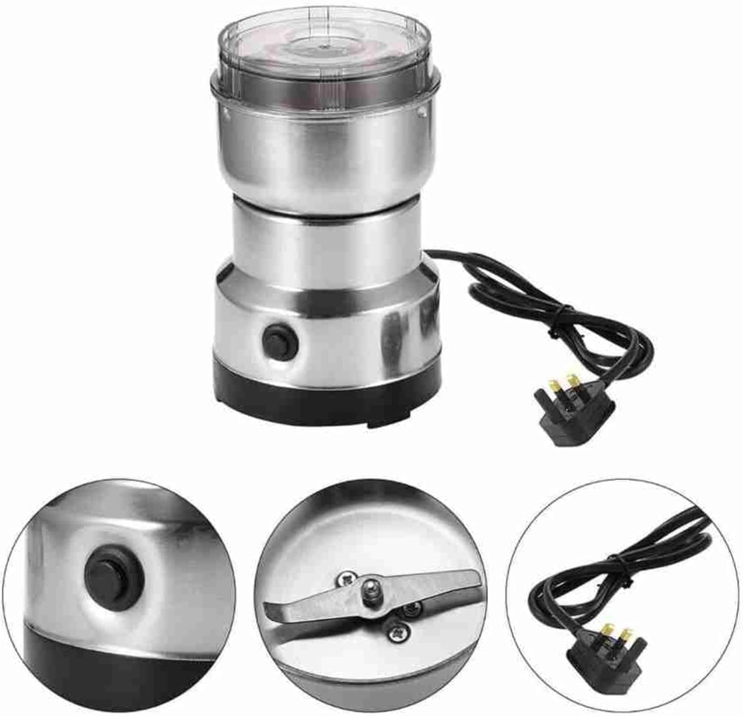 Votvy   Imported Portable Electric Coffee Bean Grinder, Stainless Steel Blade, Ultra-Fine Grain Crusher, Small Household & Commercial Coffee Grinder for Grains & Spices, Compact Handcrafted Pulverizer