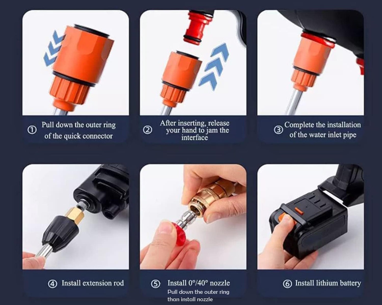 Votvy  Car Washer High Pressure Gun  Cordless Portable Wireless Pressure Washer Gun 48V 12000mah High Pressure Water Gun for Car Wash Bike Washing Cleaning| Adjustable Nozzle and 5M Hose Pipe