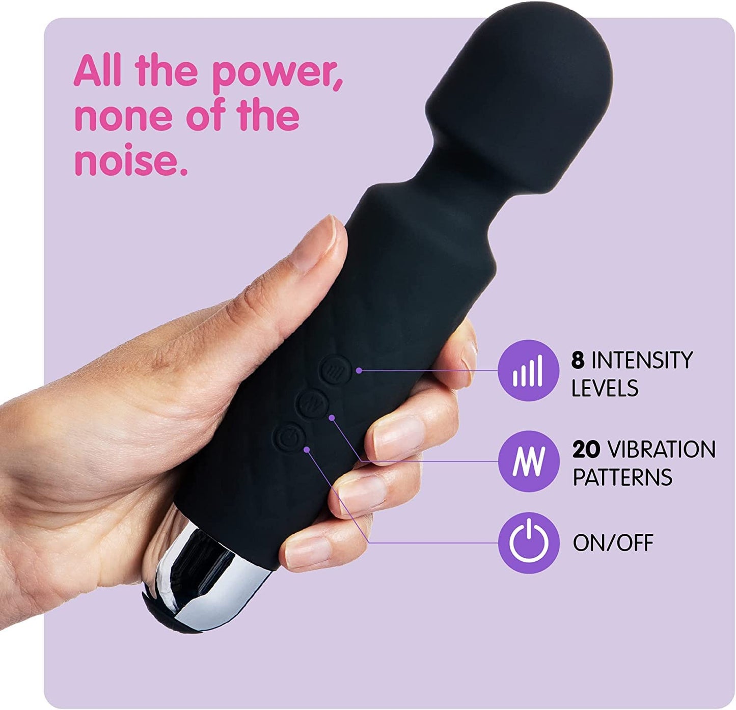 Votvy  Full Body Massager for Women & Men, Rechargeable Wireless Massager Machine for Pain Relief, Handheld Massager with Medical Grade Silicone, 8 Speeds, 20 Modes, (Black)Electric