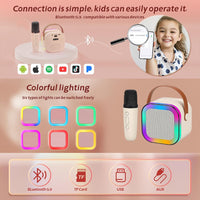 Votvy Electric Rechargeable Karaoke Mic with Speaker for Singing | Wireless Mini Portable Bluetooth Speaker with Microphone & LED Lights | Cute Birthday Gift for Kids Musical Toys for Boys, Girls and Adults