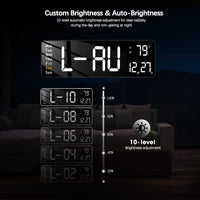 Votvy Digital Wall Clock Large Display Digital Clock with Remote Control Auto-Dimming Wall Clock with Night Light LED Digital Clock for Wall with Date, Temperature and Timer