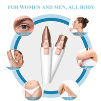 Votvy 2-in-1 Rechargeable Eyebrow Trimmer & Facial Hair Remover Razor for Women - Replaceable Heads, Professional Personal Hair Removal with Indicator Lights (White)