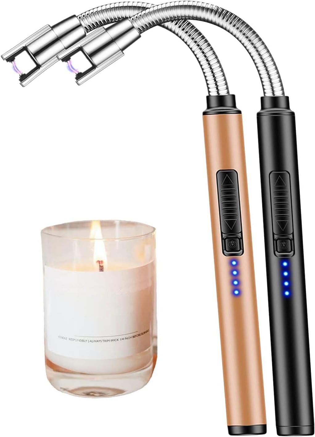 Votvy 2 Piece Plasma Electric Gas Lighter for Kitchen Use C-Type USB Rechargeable Arc Stove, Kitchen, Restaurants, Pooja Room, Candles, BBQ, and 360 Degree Flexible Neck & Flameless, Windproof Lighter (Multicolor)