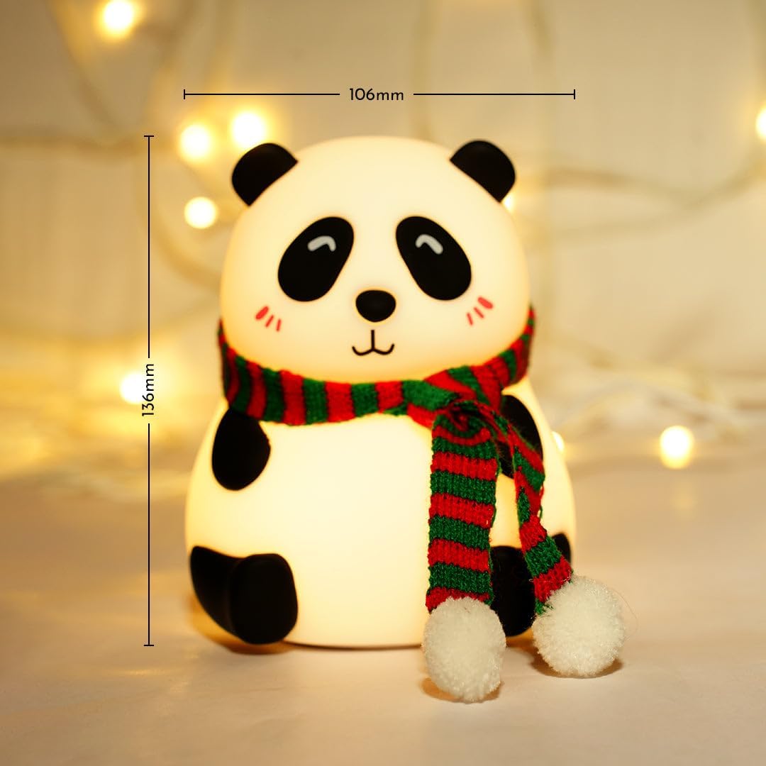 Votvy Electric  Rechargeable Panda Lamp, Cute Silicone Kawaii Night Lamp For Bedroom With Touch Gesture 7 Color Changing Adorable Christmas Gift Kids, Light,Table,Beside Kids Room