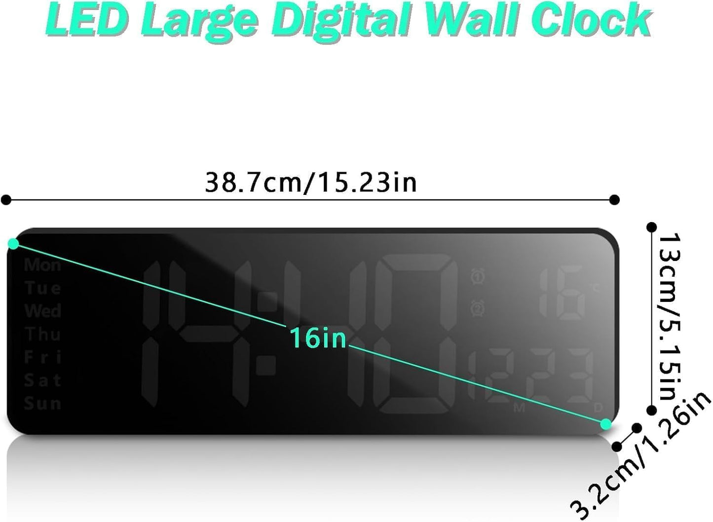 Votvy Digital Wall Clock Large Display Digital Clock with Remote Control Auto-Dimming Wall Clock with Night Light LED Digital Clock for Wall with Date, Temperature and Timer