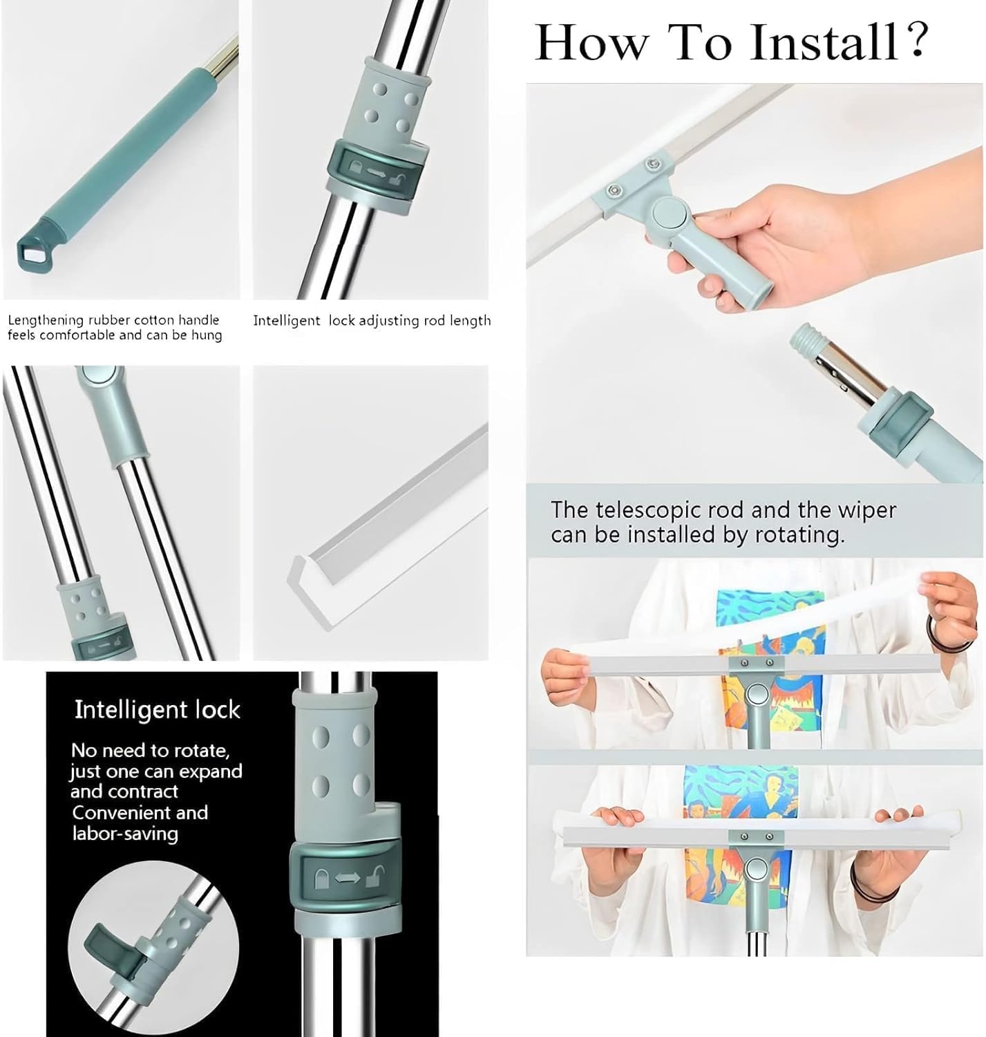 Votvy Silicone Aum Enterprise Multifunctional Magic Broom, Retractable And Adjustable Broom For Flat Floor, 180 Degree Rotatable Wiper, Detachable Indoor Scraping Wiper Brush. (Floor Brush)