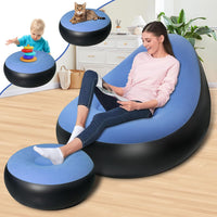 Votvy   Chair, Portable Fast Inflatable Sofa Chair with Foot Stool, Surface with Plush Smooth Comfortable Ideal for Living Room, Room and Outdoor Camping use