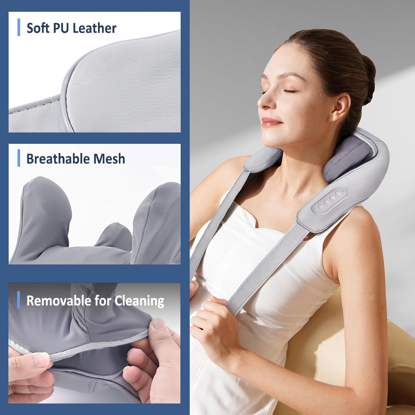 Votvy  Neck Massager for Cervical Pain Relief,Electric Deep Tissue Shiatsu with Infrared Heat Therapy 5D Kneading Massage Machine for Full Body Relax,Neck,Muscles,Back,Shoulder,Legs - 6 Month Warranty