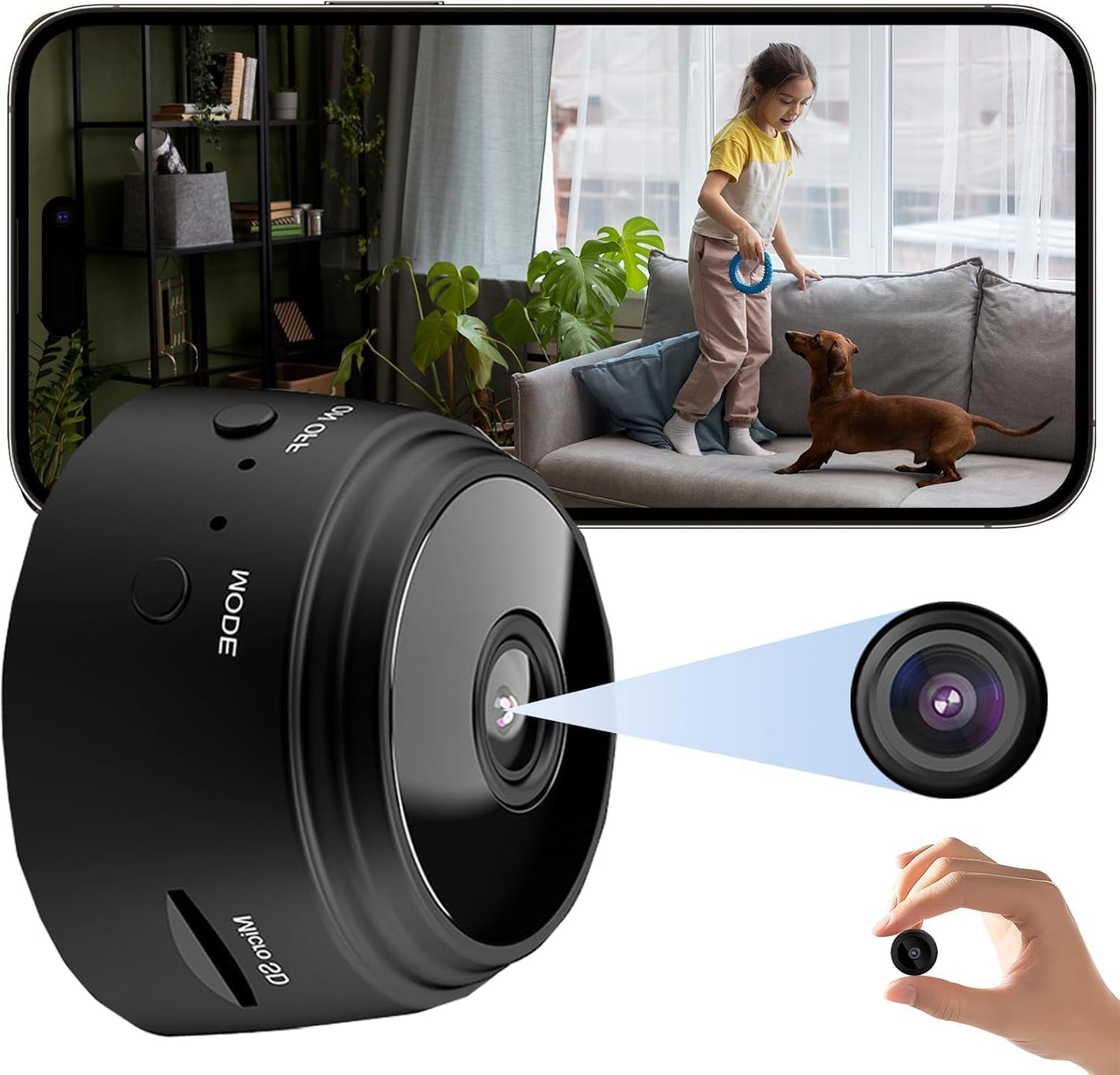 Votvy 1080P Mini Spy Camera with Low Light Vision, Mini Portable Security Camera, Hidden Camera with Audio and Video Recorder for Home/Office Security Camera (Black)