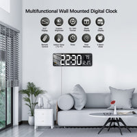 Votvy Digital Wall Clock Large Display Digital Clock with Remote Control Auto-Dimming Wall Clock with Night Light LED Digital Clock for Wall with Date, Temperature and Timer