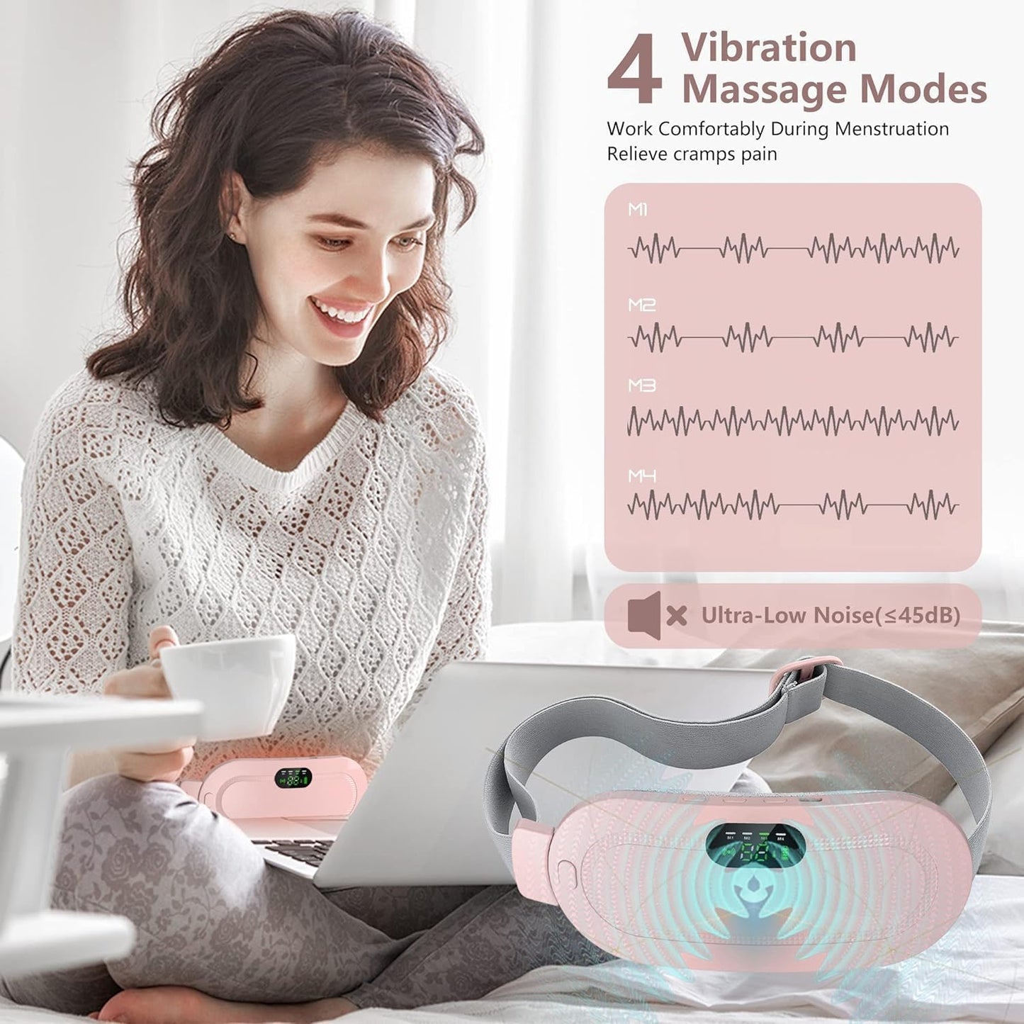 Votvy Heating Pad for Period Cramps, FSA HSA Eligible, Portable Menstrual Heating Pad, Period Pain Relief Heated Pad, Back or Belly Heating Belt, Gifts for Her Women Girl Friend Wife