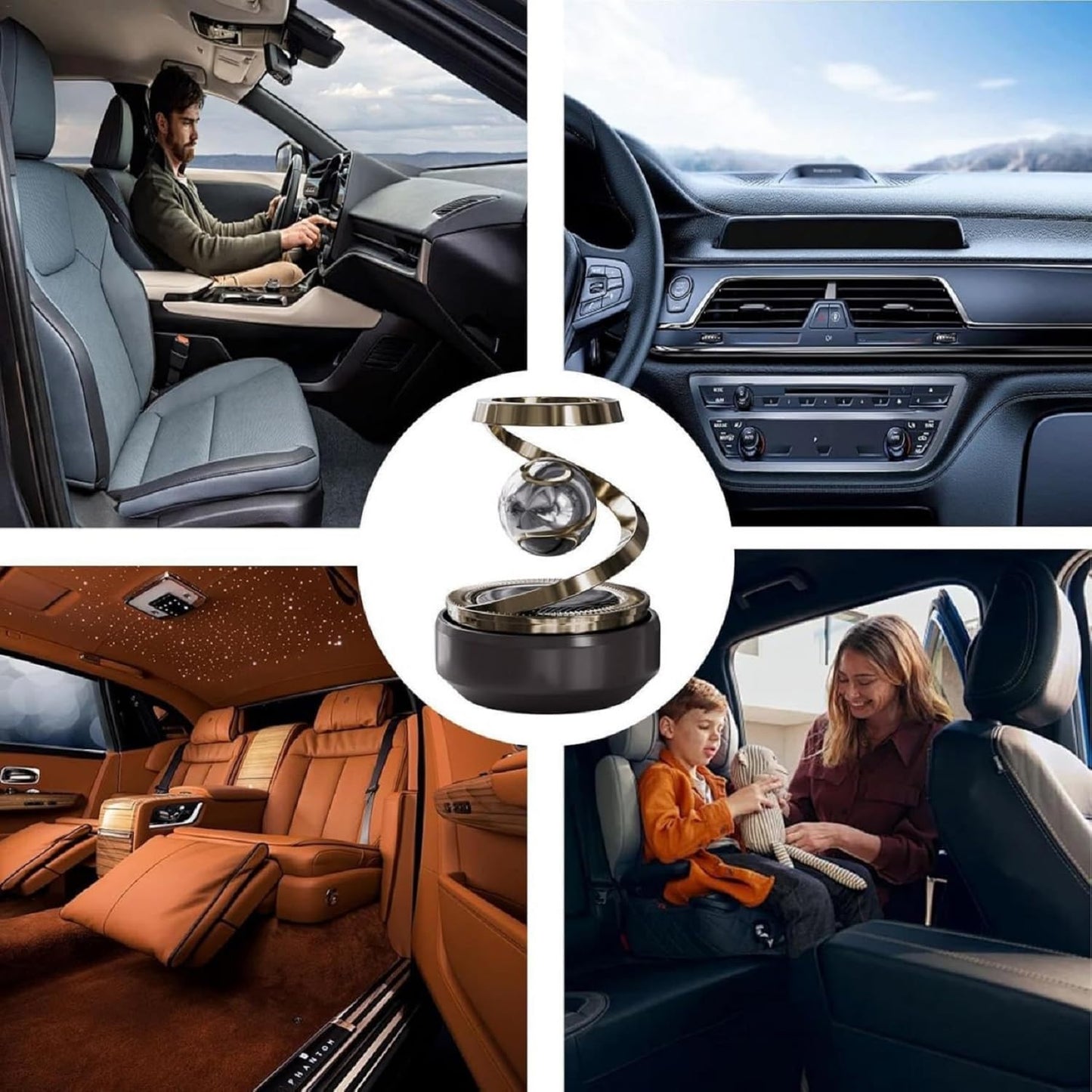 Votvy  Car Air Freshener Solar Energy Rotating Floating Planet Car Perfume Aromatherapy Diffuser Car Interior Decoration Accessories Diffuser for Car Office Home