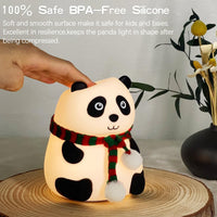 Votvy Electric  Rechargeable Panda Lamp, Cute Silicone Kawaii Night Lamp For Bedroom With Touch Gesture 7 Color Changing Adorable Christmas Gift Kids, Light,Table,Beside Kids Room