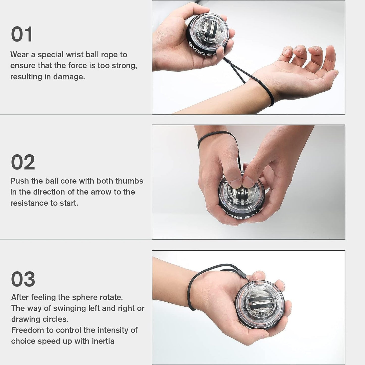 Votvy Wrist Trainer Ball | Auto-Start Arm Strengthener Hand Enhancer | Essential Gyroscopic Wrist & Forearm Exerciser | Wrist Power Gyro Ball for Stronger Muscle, Fingers, Bones Workout, Exercise