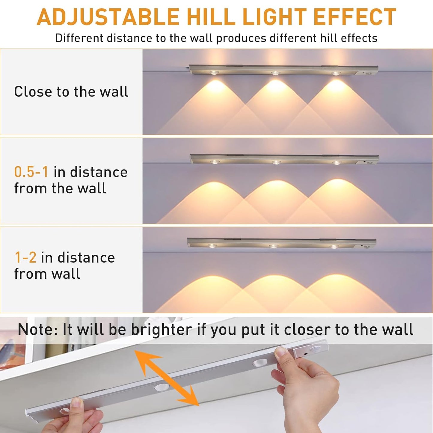 Votvy Electric Under The Cabinet Lights 40 cm Motion Light Home Removable Dimmable USB Rechargeable Closet Light, Wireless Wardrobe Light for Home, Kitchen, Stairs, Wardrobe (Pack of 1)