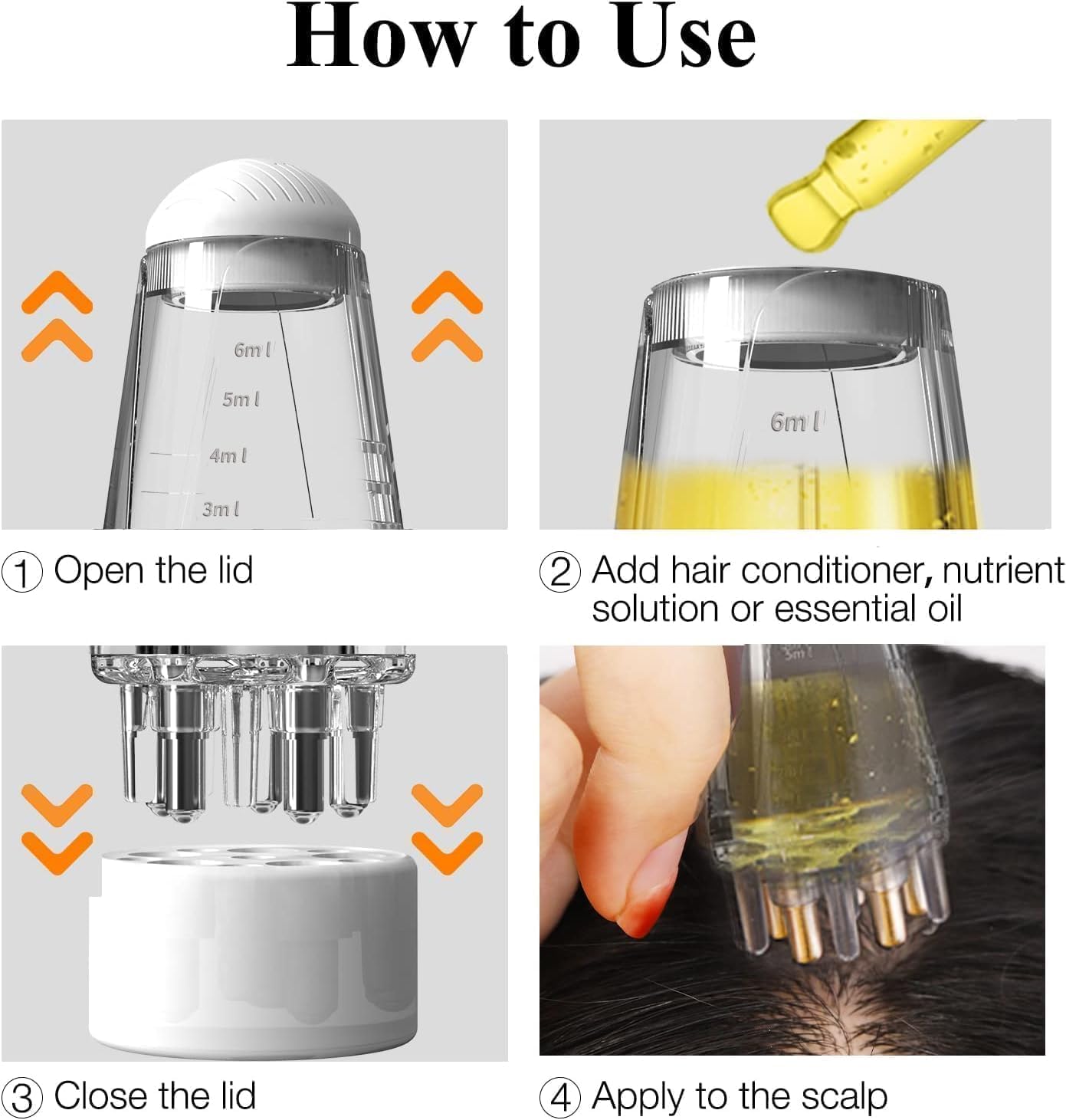 Votvy  Hair Oil Applicator Bottle – 6ml Hair Root Oil Applicator Roller Ball Mini Portable Hair Oil Massage Comb for Scalp Hair Growth Suitable for Various Liquids (1Pcs)