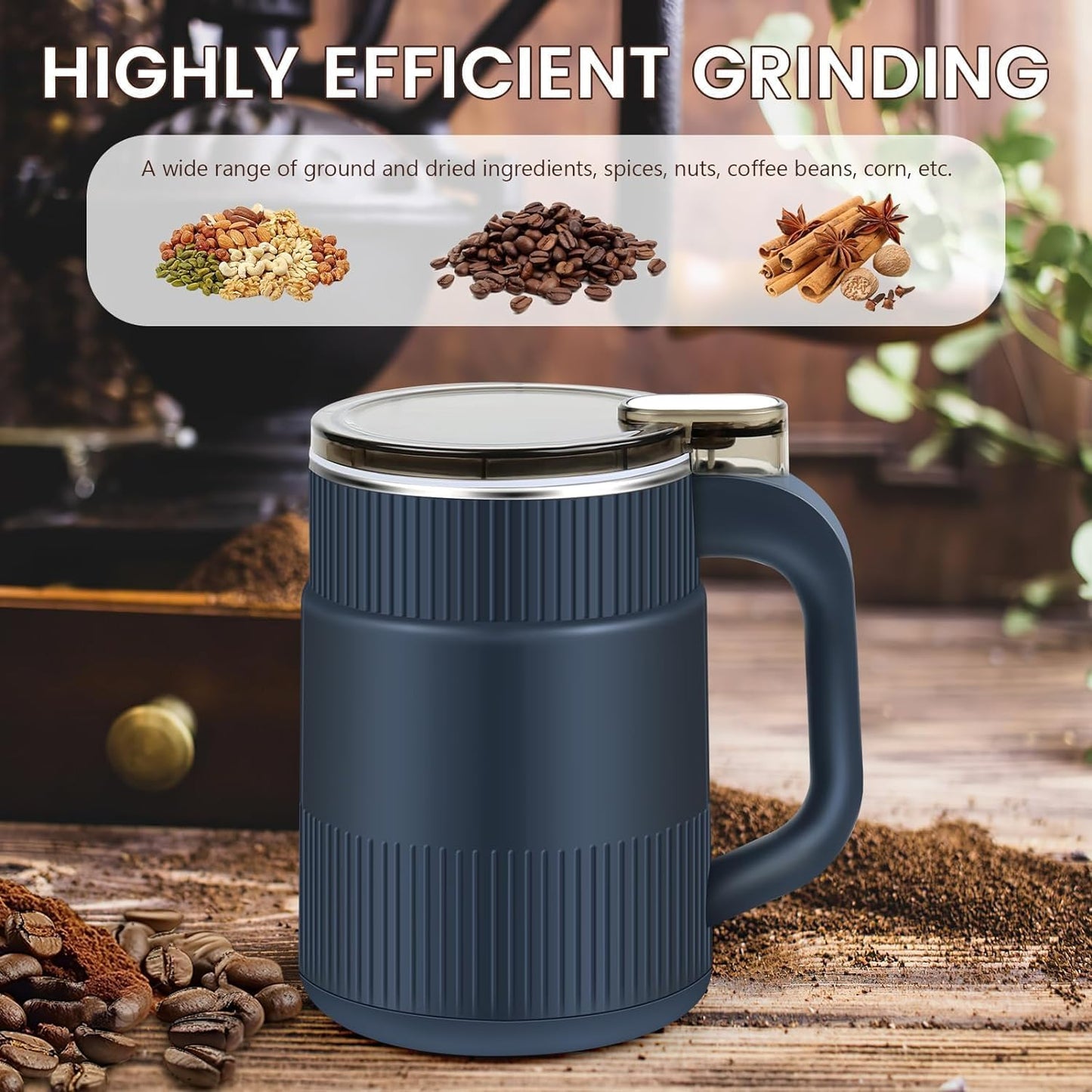 Votvy  Portable Electric Coffee Grinder Grinding Dry Herbs, Coffee, Stainless Steel Herbs spices Nuts Grain Coffee Grinder for Home
