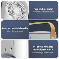 Votvy Electric Double Ended Spray Fan, Cold Air Fan, 2025 New 3 Gears USB Rechargeable Oscillating fan with LED Light Cooler Fan, Touch & Remote Control, 280ml Water Tank, Ice Filling Fan