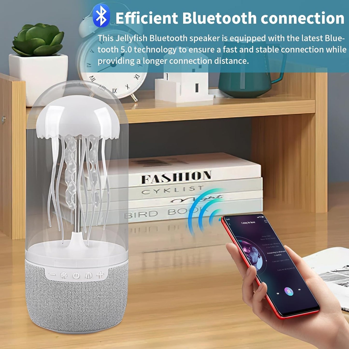 Votvy Jellyfish Speaker, Jellyfish Mood Lamp, Jellyfish Bluetooth Speaker lamp, Jellyfish Speaker Lamp, Color Changing LED, Stereo Surround Sound, Floating Jellyfish, Volume Control electric