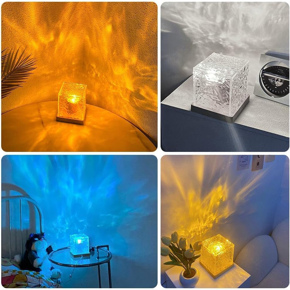 Votvy Ocean Electric Wave Projector Lamp, Northern Lights Ripple Projector Light, 16 Colors Gradual Rotating Flame Water Lamp, Wave Light Aurora Projector with Remote Control for Room Decor Valentine's Gift