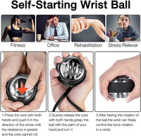 Votvy Wrist Trainer Ball | Auto-Start Arm Strengthener Hand Enhancer | Essential Gyroscopic Wrist & Forearm Exerciser | Wrist Power Gyro Ball for Stronger Muscle, Fingers, Bones Workout, Exercise