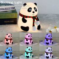 Votvy Electric  Rechargeable Panda Lamp, Cute Silicone Kawaii Night Lamp For Bedroom With Touch Gesture 7 Color Changing Adorable Christmas Gift Kids, Light,Table,Beside Kids Room