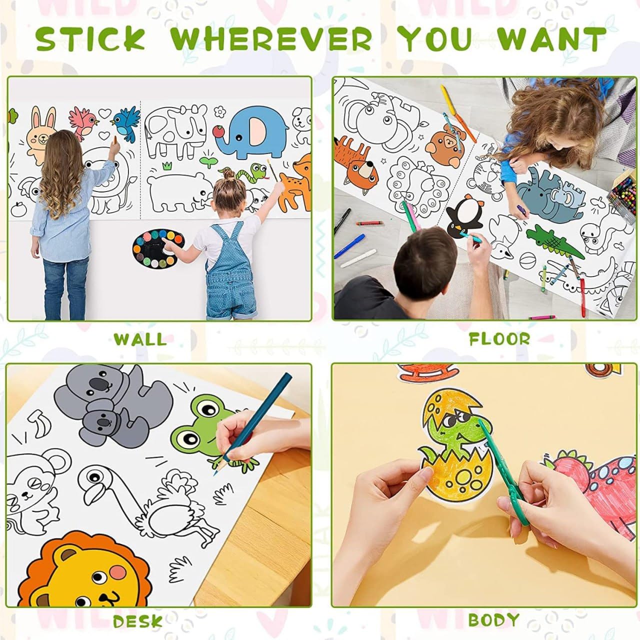 Votvy  Children's Drawing Roll, Coloring Paper Roll for Kids, 30 * 300 Cms DIY Painting Drawing Paper Roll, Kids Art Roll, Early Educational Toys for Kids