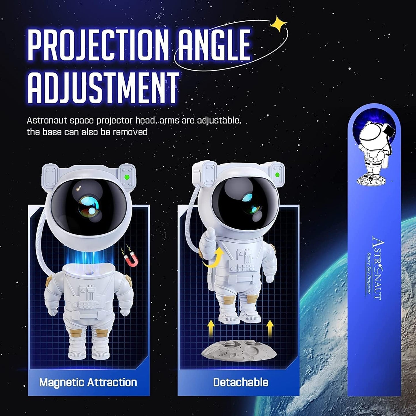 Votvy Star Projector, Astronaut Projector Galaxy, Children's Night Light with Nebula, 8 Modes, Remote Control and 360° Rotation Lamp Projector Galaxy Ceiling Bedroom, Gifts for Children and Adult