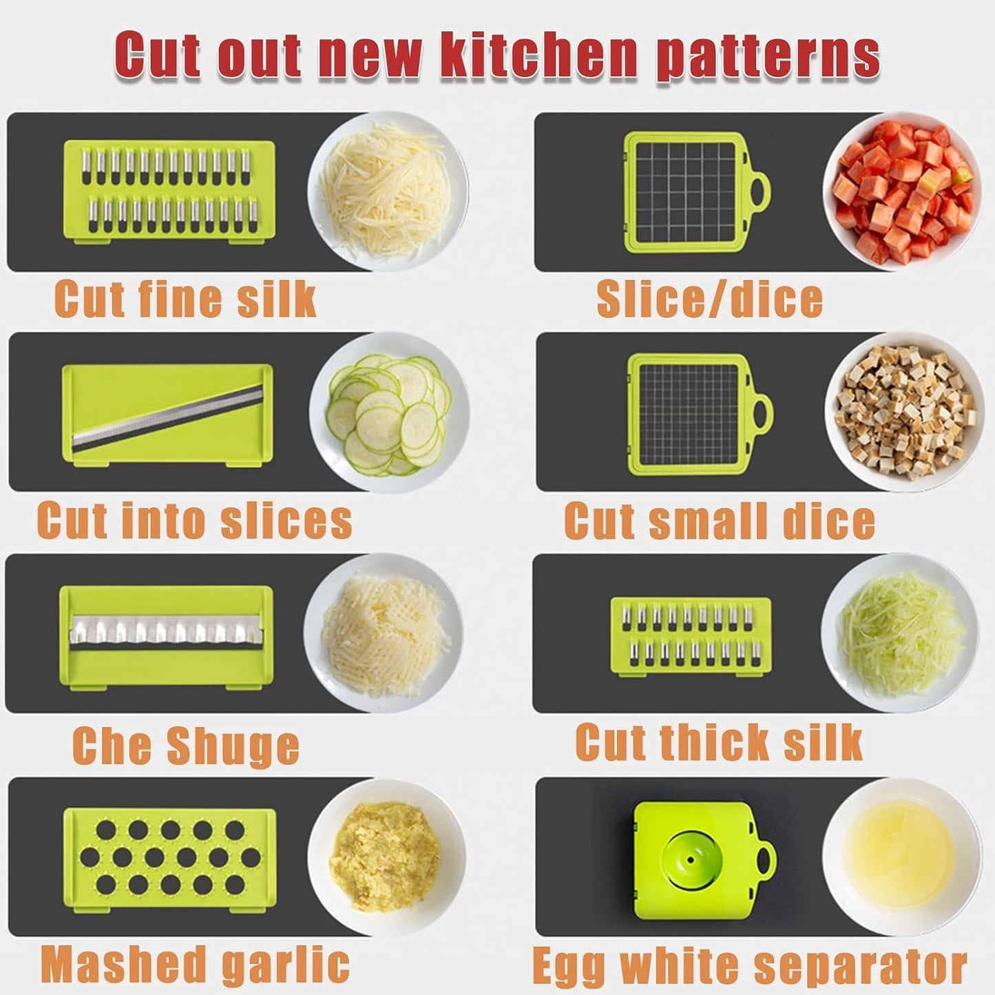 Votvy vegetable Chopper, Onion Chopper, Multifunctional 14 in 1 Food Chopper, Kitchen Vegetable Slicer Dicer Cutter,Veggie Chopper with 8 Blades,Carrot and Garlic Chopper with Container