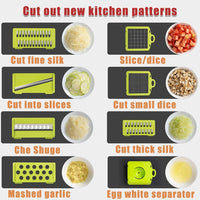 Votvy vegetable Chopper, Onion Chopper, Multifunctional 14 in 1 Food Chopper, Kitchen Vegetable Slicer Dicer Cutter,Veggie Chopper with 8 Blades,Carrot and Garlic Chopper with Container