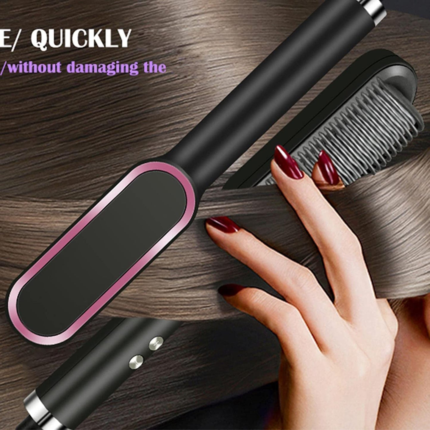 Votvy Hair Straightener Brush Comb for Women, Hair Styler Brush Straightening Iron, Straightener Machine PTC Heating Electric Comb Hair Straightening with 5 Temperature (Multicolored)