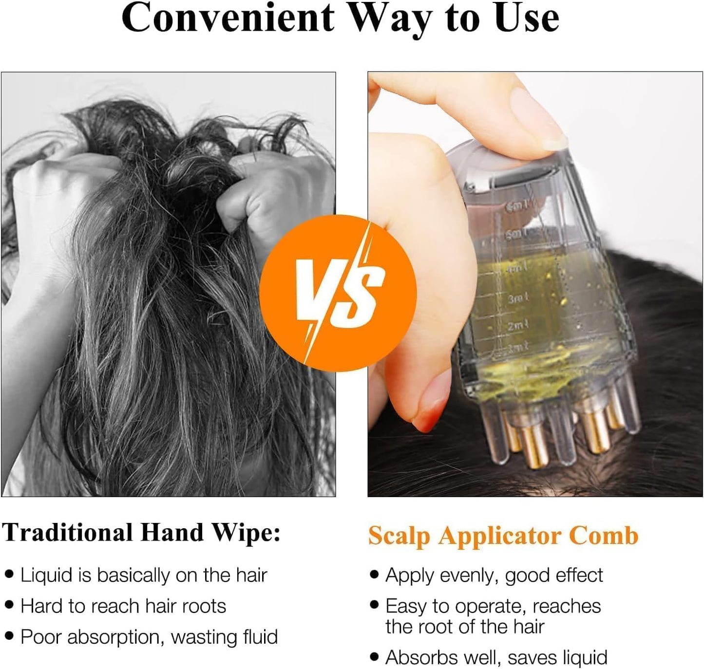 Votvy  Hair Oil Applicator Bottle – 6ml Hair Root Oil Applicator Roller Ball Mini Portable Hair Oil Massage Comb for Scalp Hair Growth Suitable for Various Liquids (1Pcs)