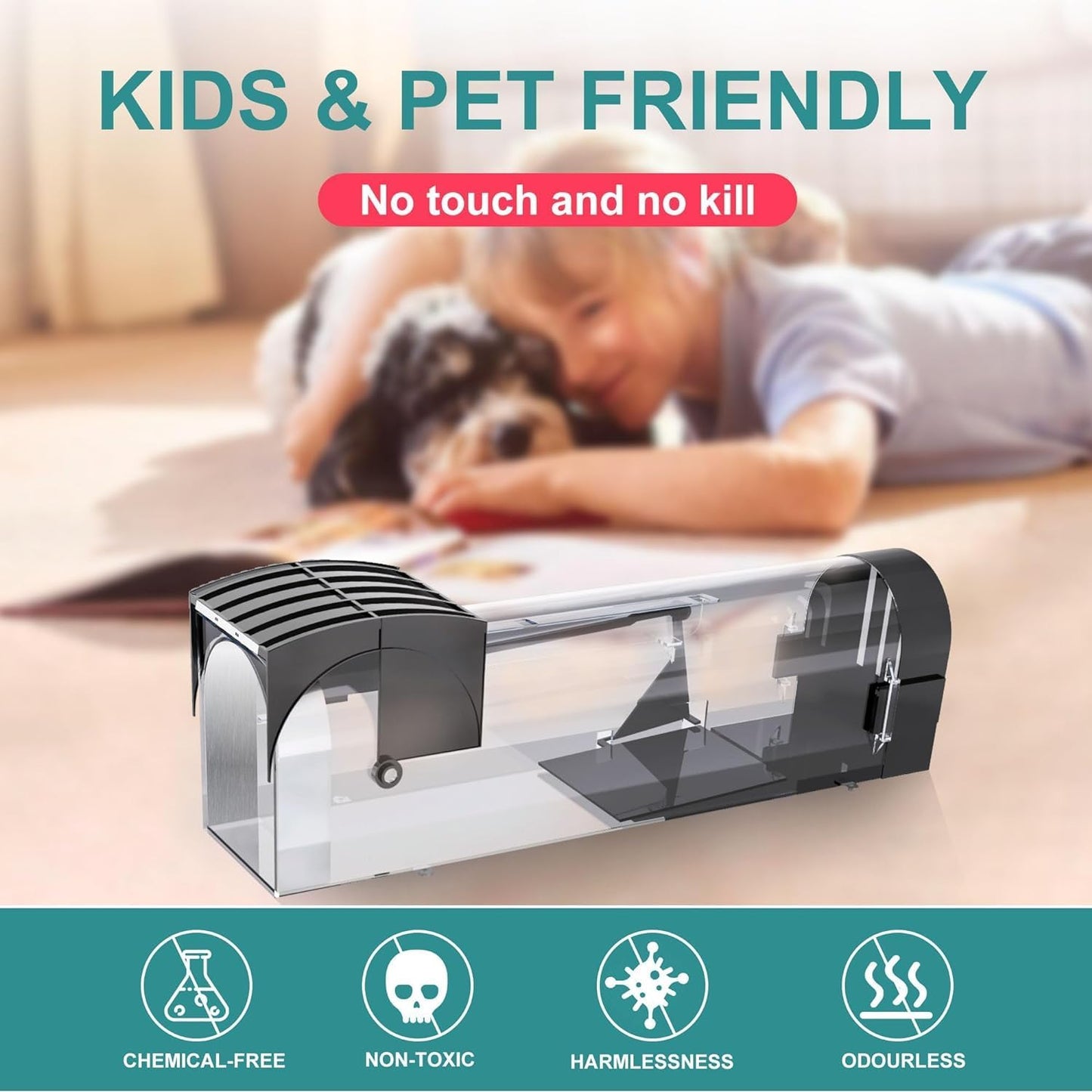 Votvy Rat Trap Cage for House Garden Patio, 32 cm Humane Mouse Trap Enlarged No Kill Reusable Catch and Release Smart Rat Catcher Trap for Home, Rodent Trap for Mice, Pets, Rodents