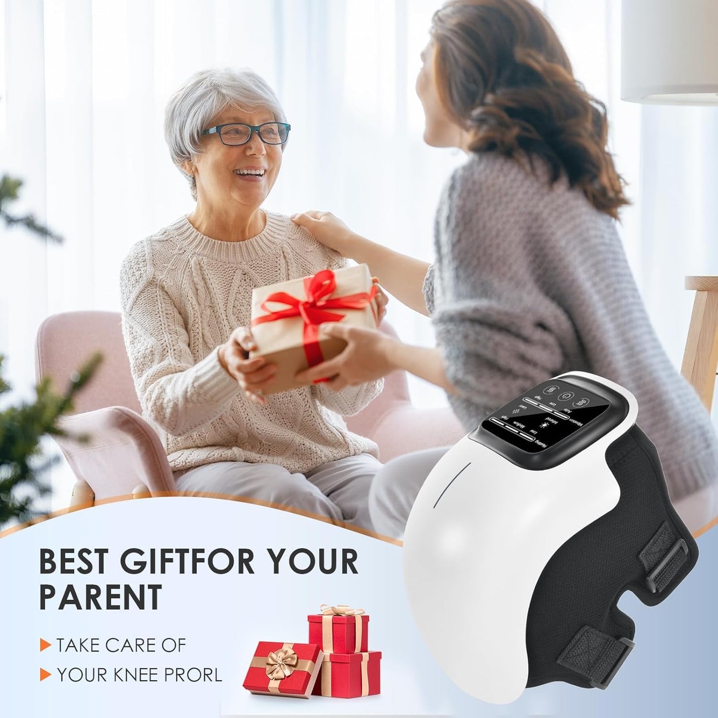 Votvy  Knee Massager Joint Pain Relief with Red Light Heat Massage Therapy