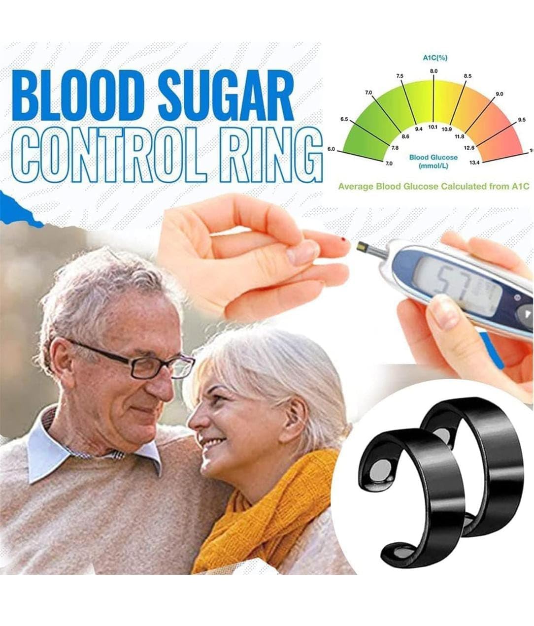 Votvy Blood Sugar Control Ring Magnetic Health Ring With Adjustable Opening For Sugar Control, Stress Relief, Blood Pressure Regulation