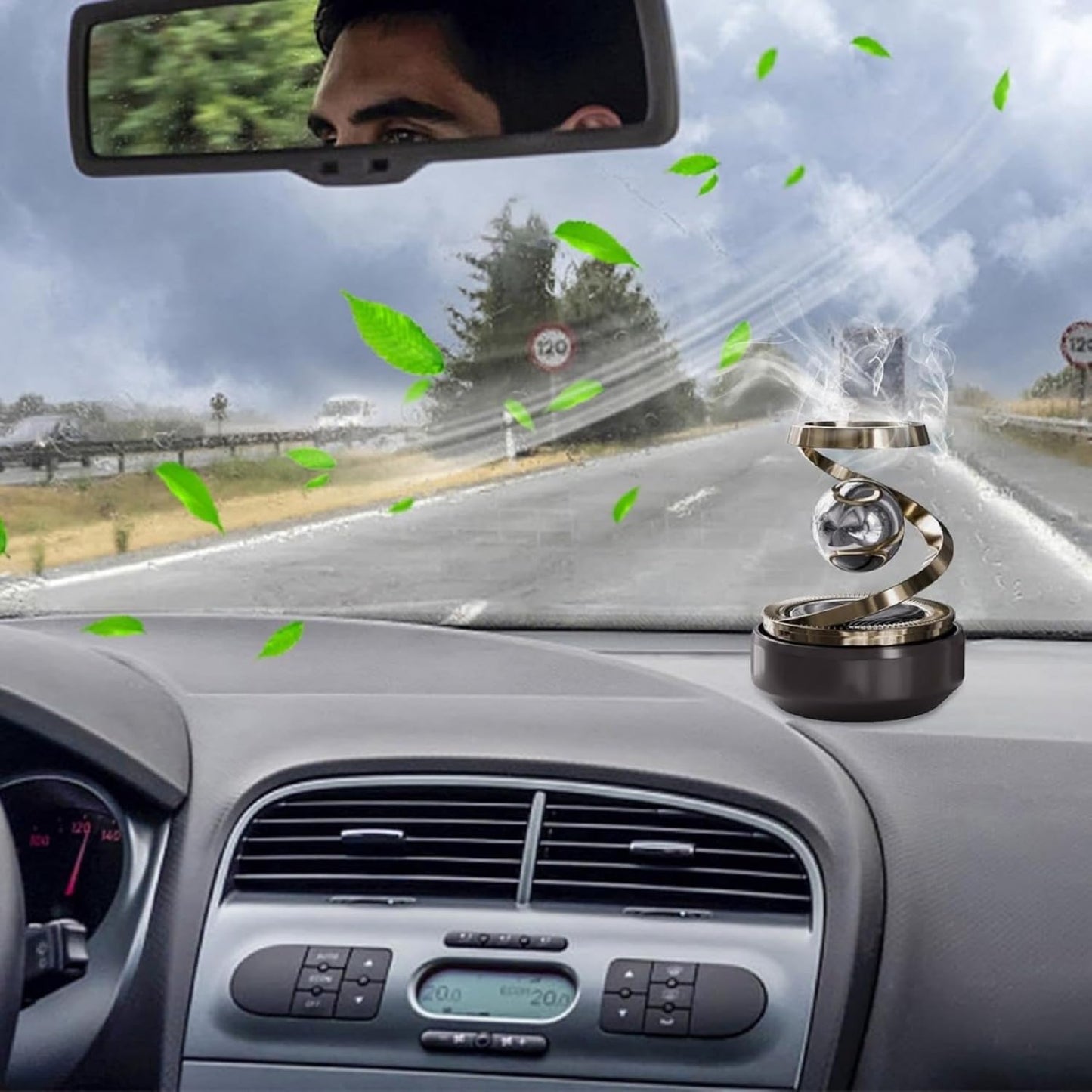 Votvy  Car Air Freshener Solar Energy Rotating Floating Planet Car Perfume Aromatherapy Diffuser Car Interior Decoration Accessories Diffuser for Car Office Home