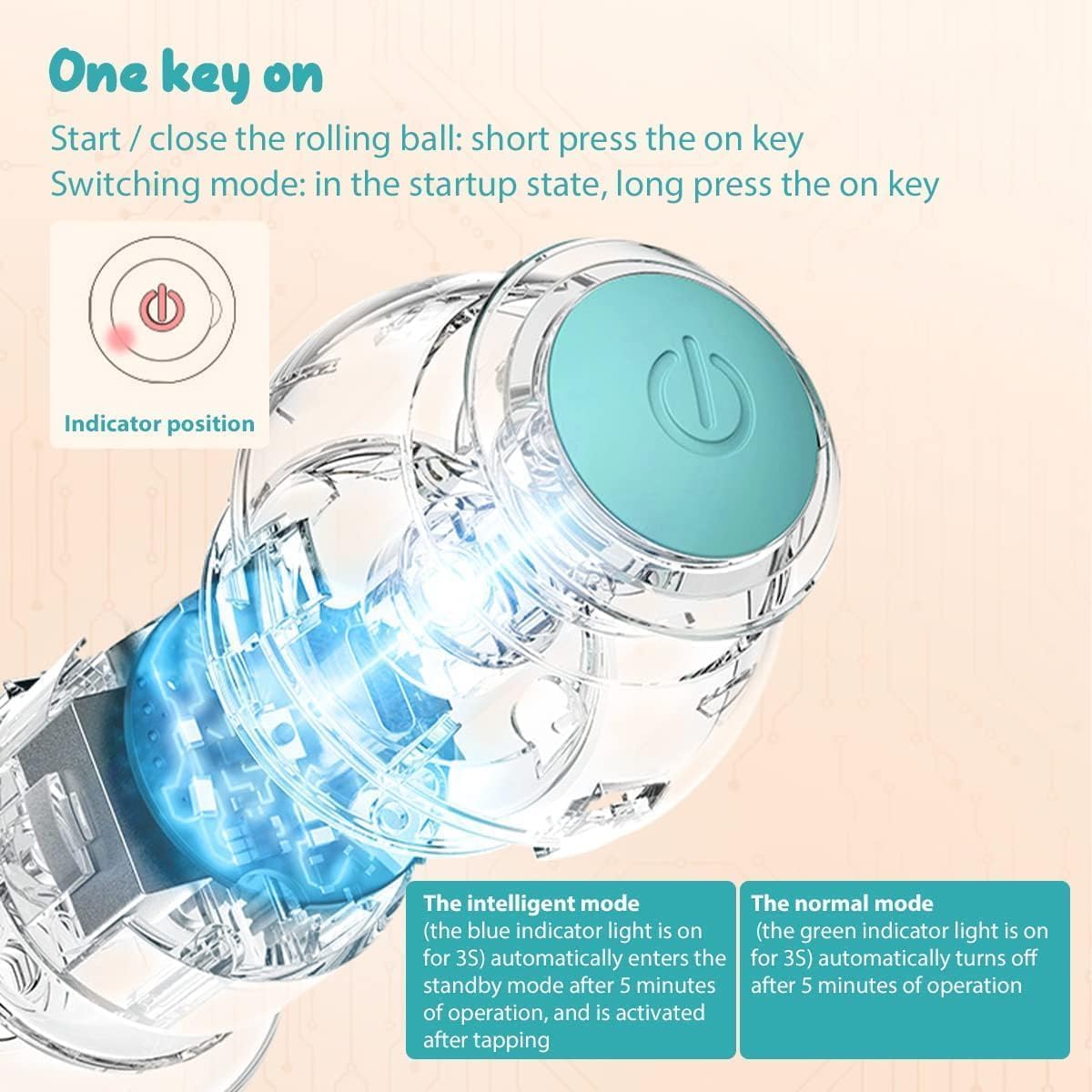 Votvy Smart LED 360° Rotating Cat & Dog Pet Toy Ball | Rechargeable, Interactive Pet Chaser with LED, Automatic Obstacle Avoidance, Ideal for Stimulating Indoor Cats (Blue)