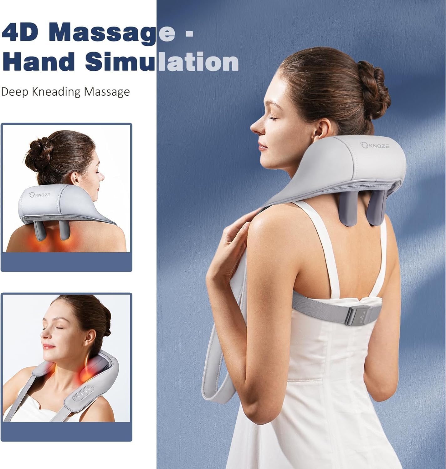Votvy  Neck Massager for Cervical Pain Relief,Electric Deep Tissue Shiatsu with Infrared Heat Therapy 5D Kneading Massage Machine for Full Body Relax,Neck,Muscles,Back,Shoulder,Legs - 6 Month Warranty
