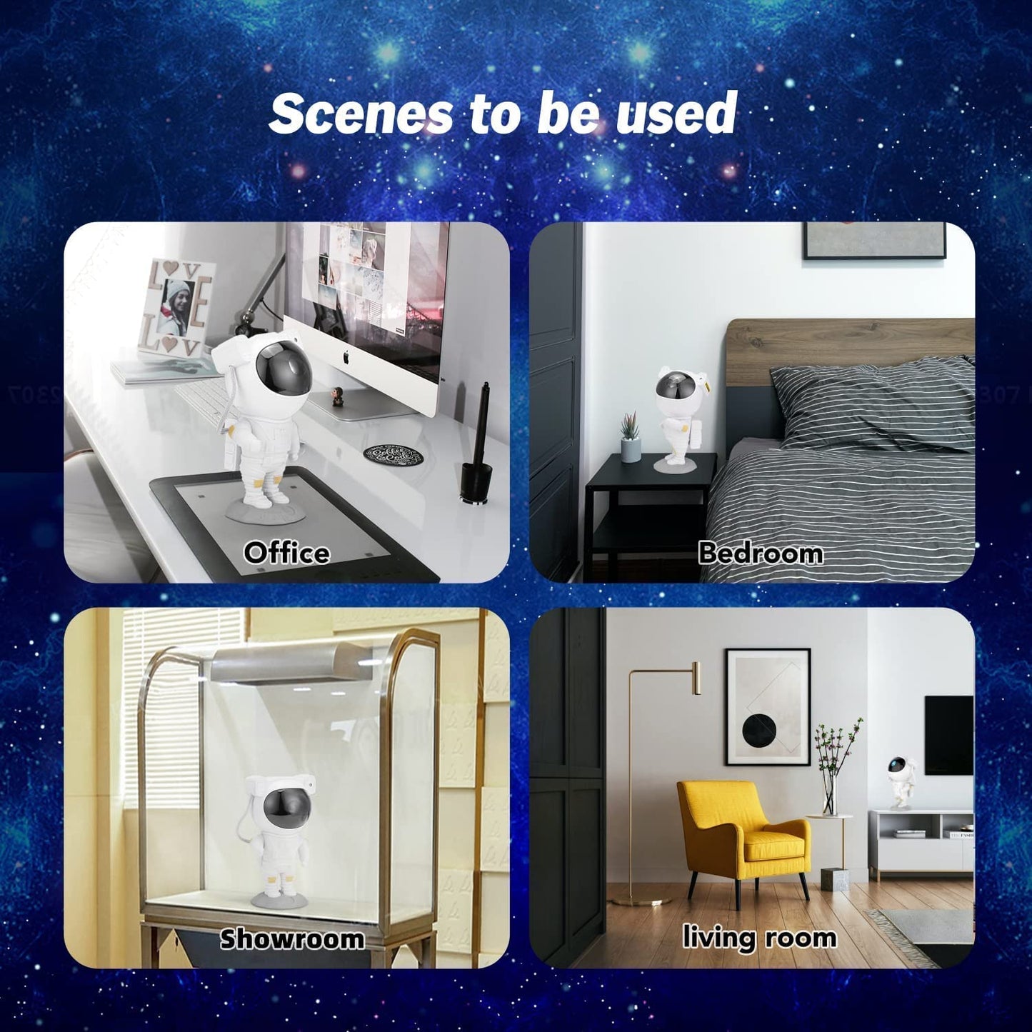 Votvy Star Projector, Astronaut Projector Galaxy, Children's Night Light with Nebula, 8 Modes, Remote Control and 360° Rotation Lamp Projector Galaxy Ceiling Bedroom, Gifts for Children and Adult