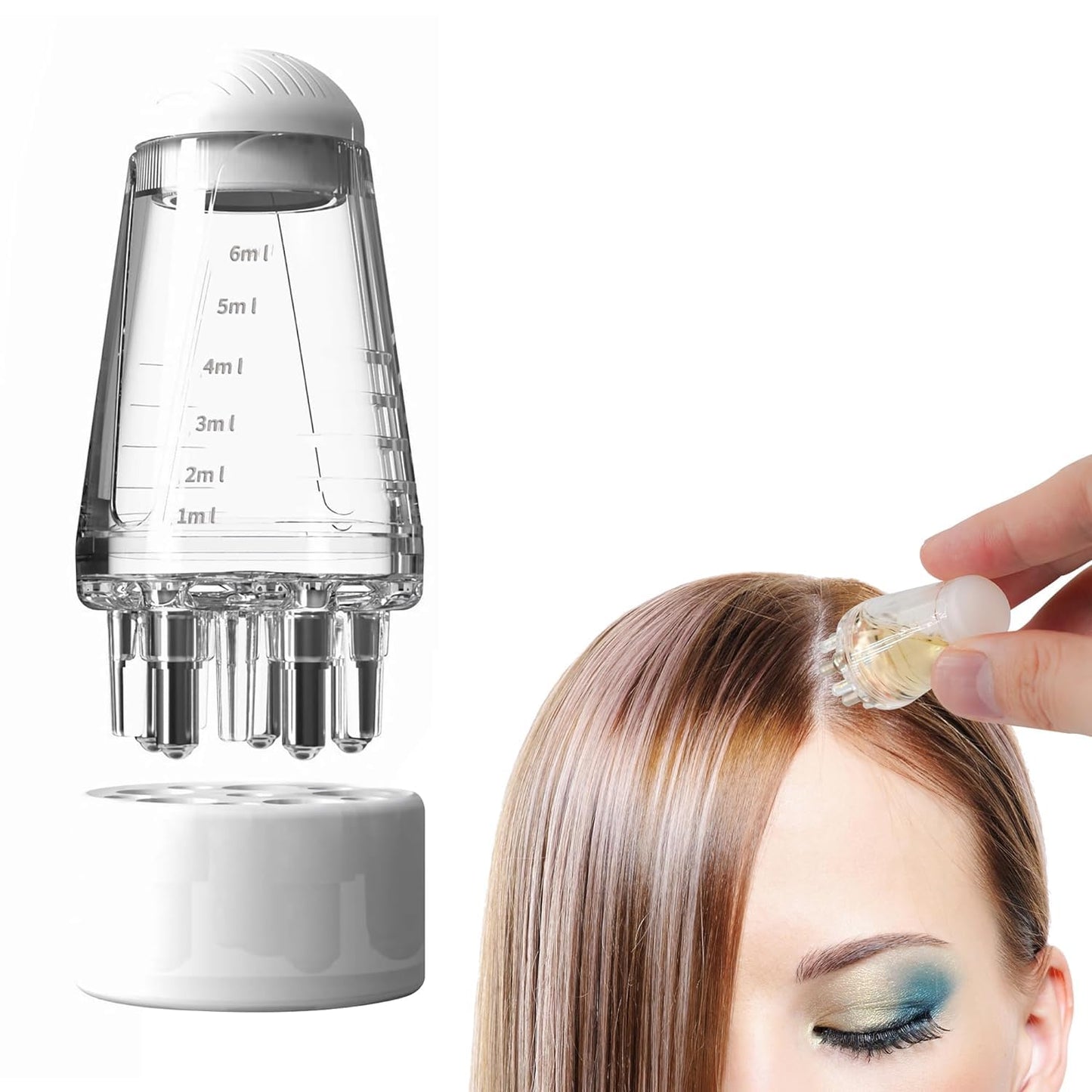 Votvy  Hair Oil Applicator Bottle – 6ml Hair Root Oil Applicator Roller Ball Mini Portable Hair Oil Massage Comb for Scalp Hair Growth Suitable for Various Liquids (1Pcs)