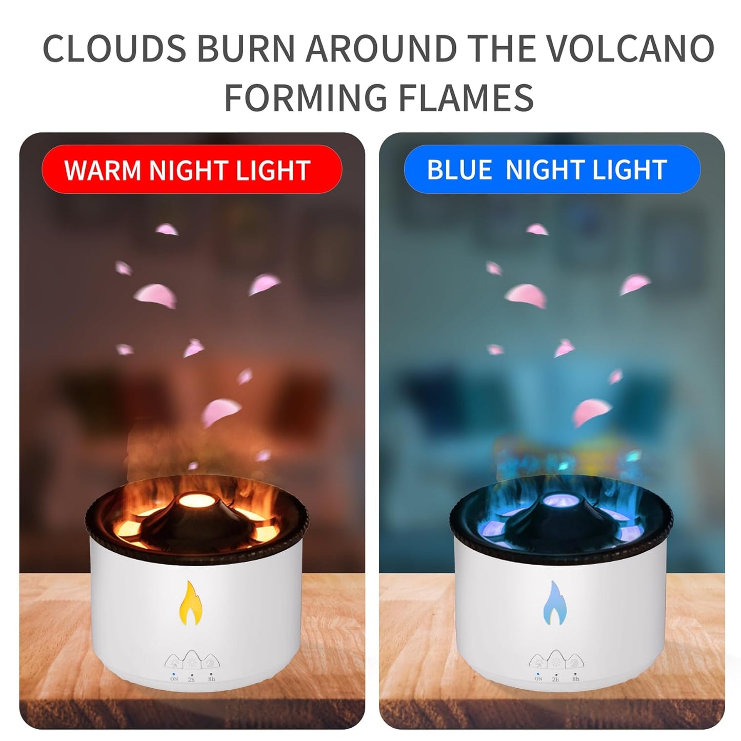 Votvy Oil Diffuser with Flame Light Cool Mist Humidifier with 2 Mist Modes Timer and Auto-Off Safety Protection Quiet Diffusers for Aromatherapy Essential Oil for Home Office SPA Yoga | Plastic Electric