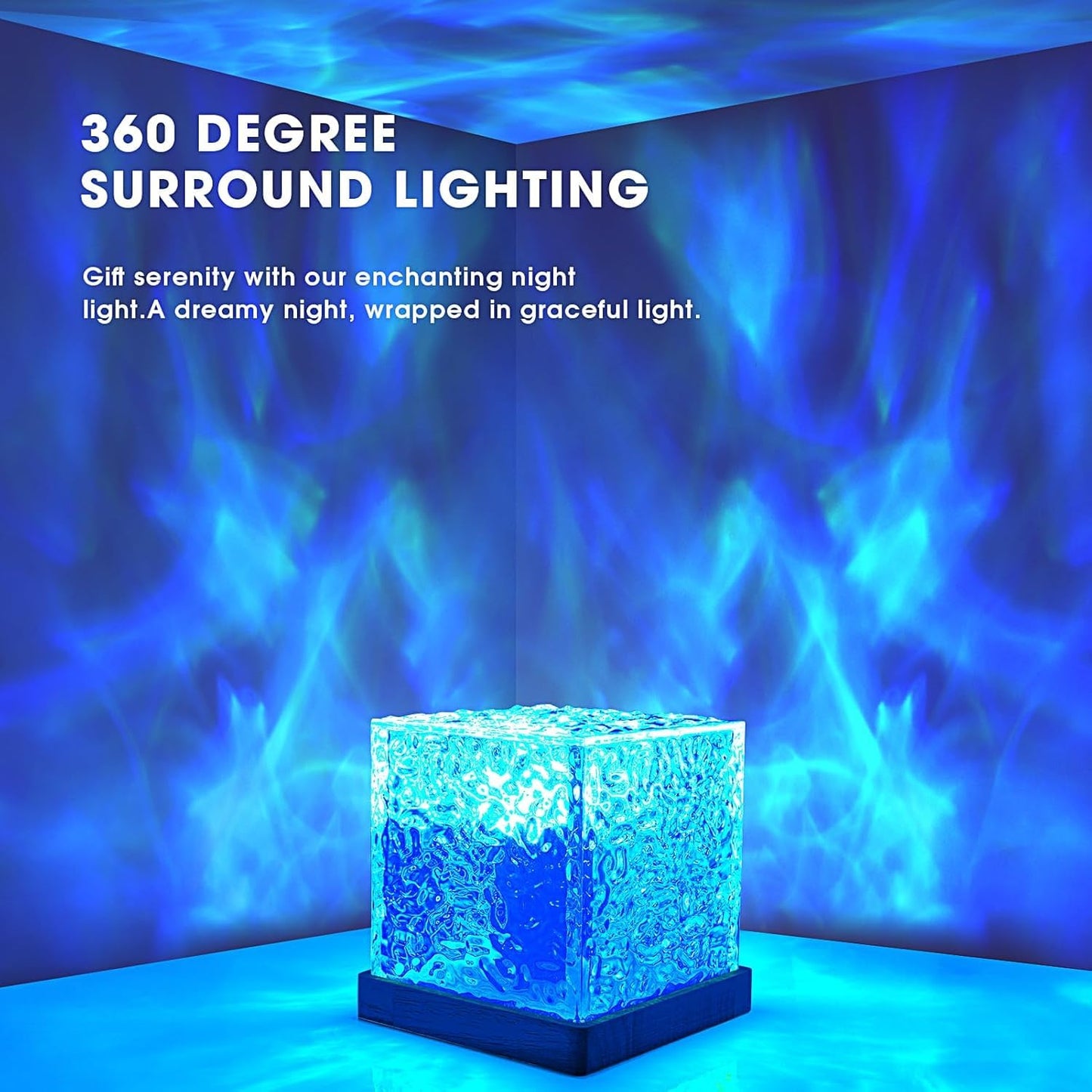 Votvy Ocean Electric Wave Projector Lamp, Northern Lights Ripple Projector Light, 16 Colors Gradual Rotating Flame Water Lamp, Wave Light Aurora Projector with Remote Control for Room Decor Valentine's Gift
