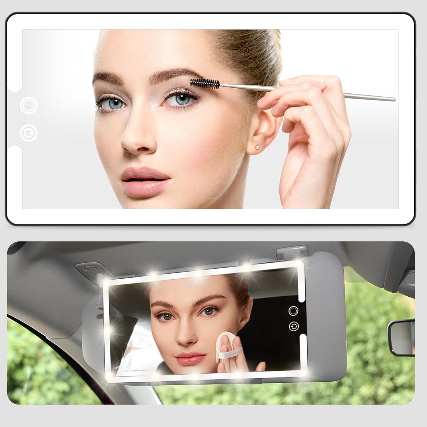 Votvy Led Car Sun Visor Vanity Mirror, Upgraded Car Mirror with Lights,Large Dimmable Light up Vanity Makeup Mirror for Car,Rechargeable Universal Rear View Mirror for Car Visor
