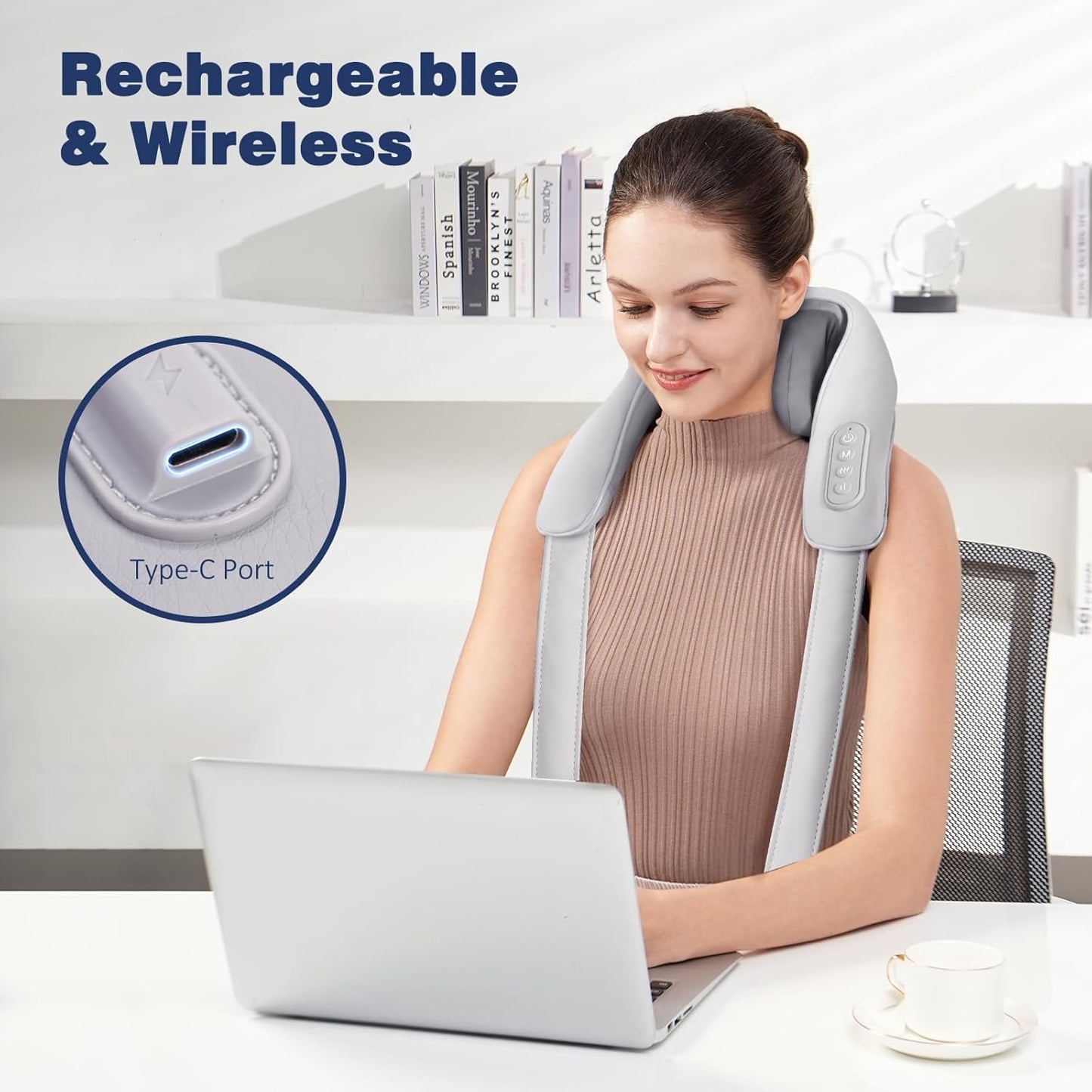 Votvy  Neck Massager for Cervical Pain Relief,Electric Deep Tissue Shiatsu with Infrared Heat Therapy 5D Kneading Massage Machine for Full Body Relax,Neck,Muscles,Back,Shoulder,Legs - 6 Month Warranty